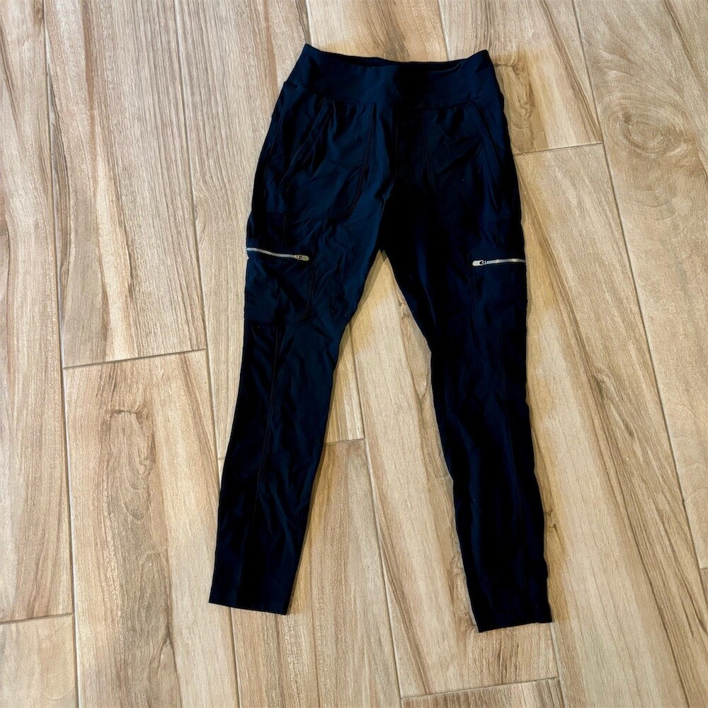 Athleta Leggings Womens Size 10 Black Hybrid Cargo Zip Pockets Stretch